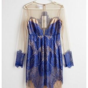 Styled in London Lace Cocktail Dress | Size S | New With Tags | Blue & Nude